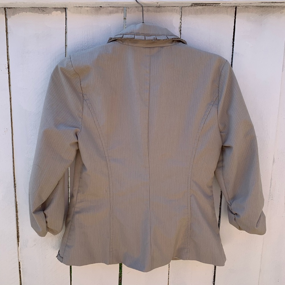 Maurices Khaki 3 Button Ruffle Hem Collared Jacket - image 2